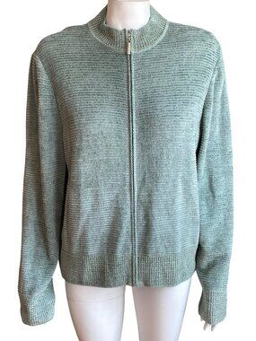 St John Sport Pastel Green Full Zip Cardigan Seafoam Size L